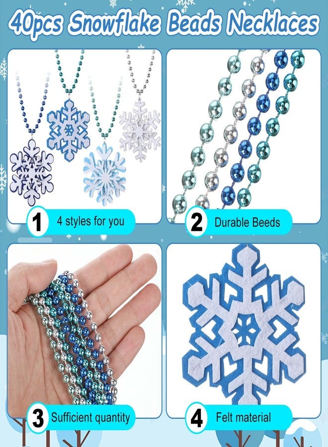 Knitgrip Christmas Snowflake Necklaces Bulk Winter Party Snowflake Beads Necklaces Princess Necklace Accessories Party Favors Stocking Stuffers Supplies for Women and Men,40 sets - Image 3